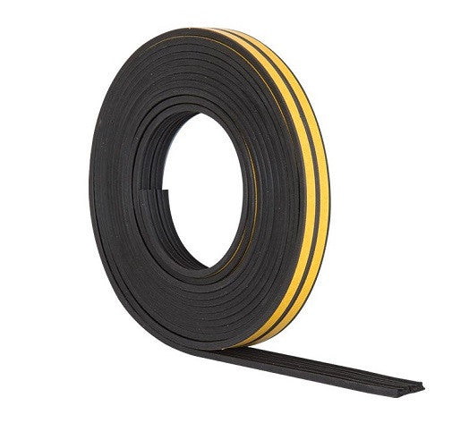 E' Profile EPDM Rubber Draught Proofing Strip For Doors & Windows - Brown -  10m Roll